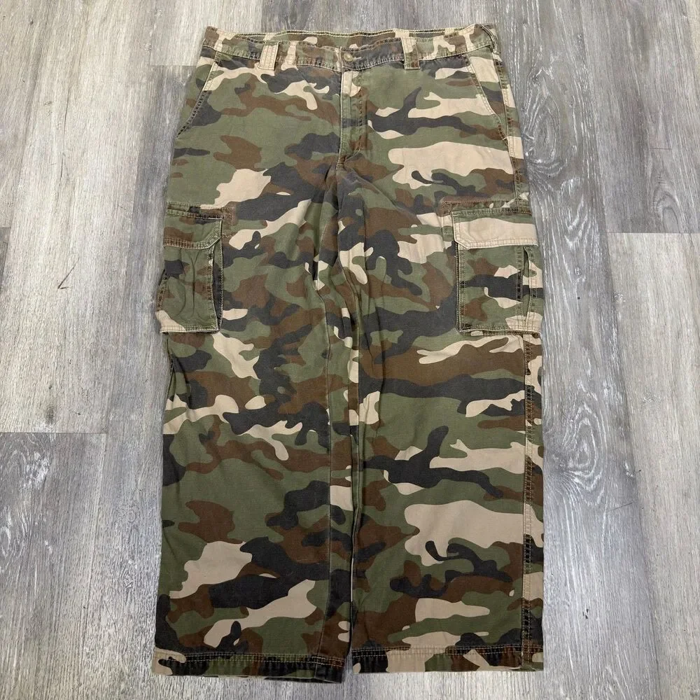 Outdoor Life Mens Cargo Pants 38x28 Camo Hunting Work Utility Baggy Wide Leg Y2K
